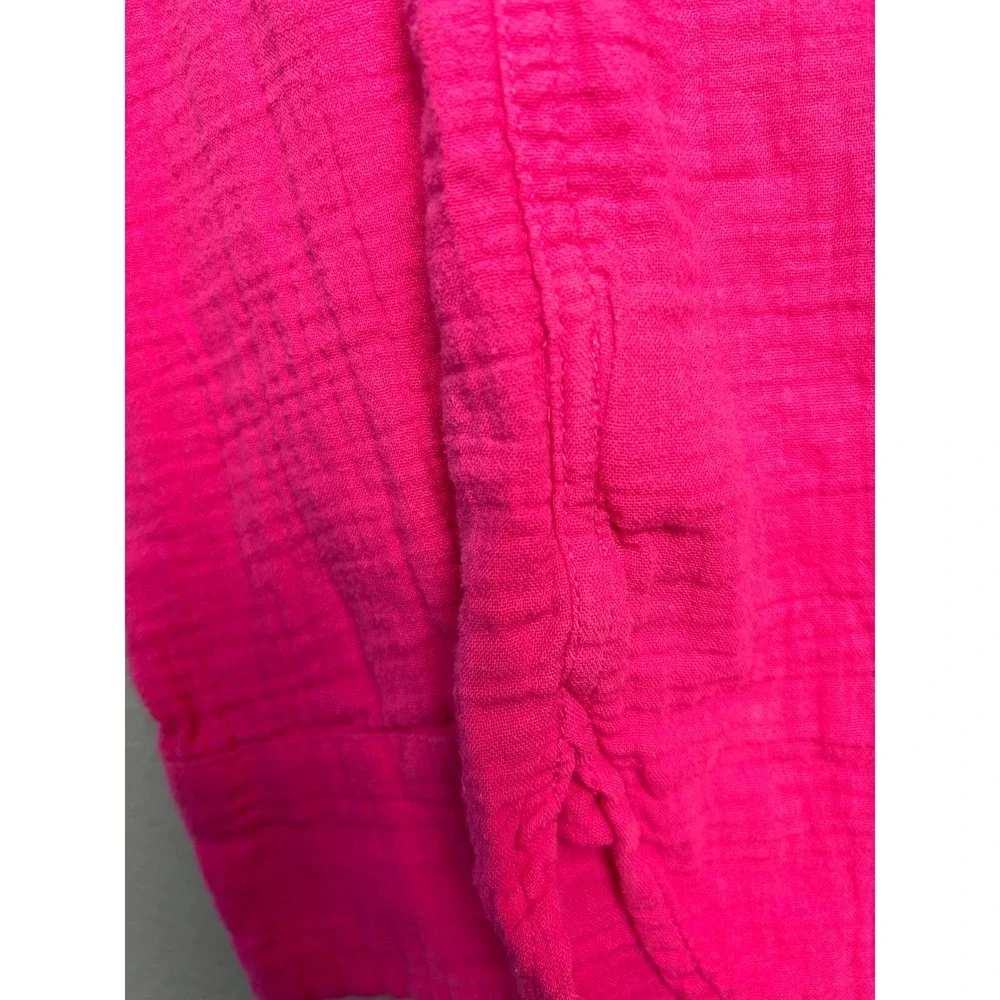 J.Crew Re-Imagined Hot Pink Cotton Double Gauze Button Down Shirt XS Y2K Preppy
